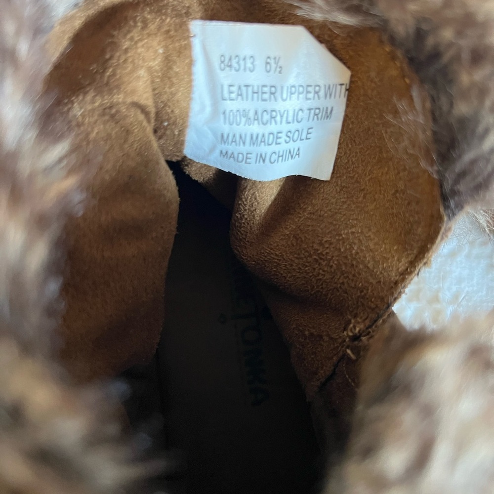 Minnetonka Brown Ankle Booties with Fur Trim women’s size 6.5 - Picture 5 of 5